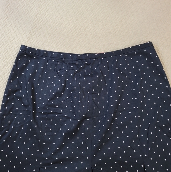 Bandolino Navy Blue Polka Dot Skirt Pleated Flare Midi Size 12 - Picture 5 of 14